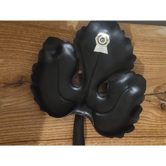 Vintage A Lucky Wish Black Leaf Serving Tray Made In USA - Picture 3 of 6